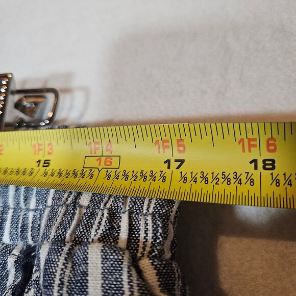 Briggs Linen Blend Navy Blue and White Striped Wide Leg Pants - Picture 6 of 9